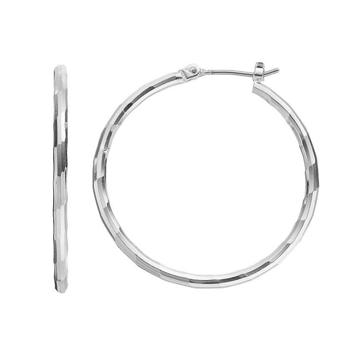Apt. 9&reg; Textured Hoop Earrings, Women's, Silver