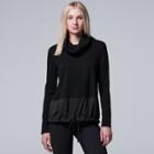 Women's Simply Vera Vera Wang Ribbed Cowlneck Sweater, Size: Medium, Black