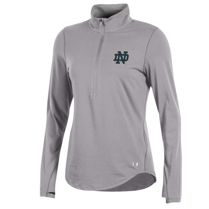 Women's Under Armour Notre Dame Fighting Irish Charged Cotton Quarter-zip Top, Size: Large, Grey