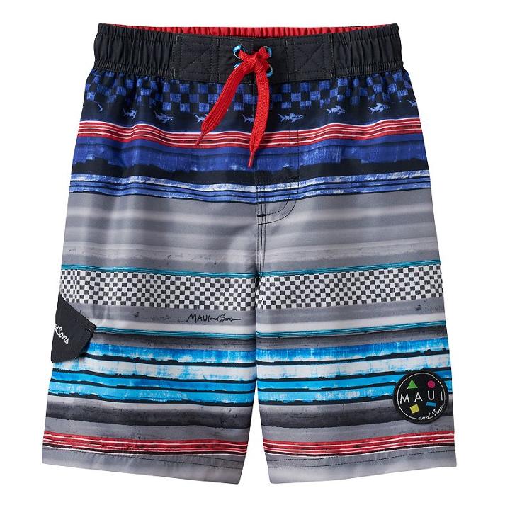 Boys 4-7 Maui & Sons Race Stripe Swim Trunks, Boy's, Size: 6, Grey