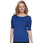 Women's Apt. 9&reg; Ribbed Dolman Crewneck Sweater, Size: Xxl, Blue