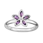 Stacks And Stones Sterling Silver Amethyst Flower Stack Ring, Women's, Size: 5, Purple