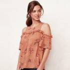 Women's Lc Lauren Conrad Rufflle Cold-shoulder Top, Size: Xl, Pink
