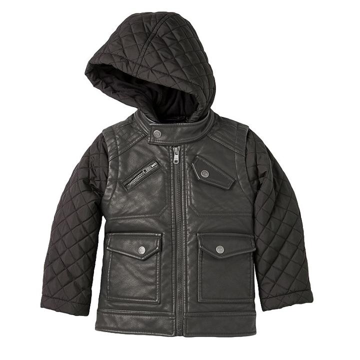 Boys 4-7 Urban Republic Quilted Faux-leather Moto Jacket, Boy's, Size: 5-6, Dark Grey