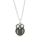 Sterling Silver 1/5 Carat T.w. Black & White Diamond Owl Pendant Necklace, Women's, Size: 18
