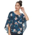Women's Elle&trade; Crepe Popover Top, Size: Regular, Dark Blue