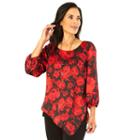 Women's Ab Studio Print Asymmetrical Popover Top, Size: Small, Ovrfl Oth