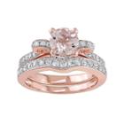 14k Rose Gold Morganite & 1/2 Carat T.w. Diamond Engagement Ring Set, Women's, Size: 9, Pink