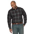 Big & Tall Izod Classic-fit Plaid Flannel Button-down Shirt, Men's, Size: Xl Tall, Black