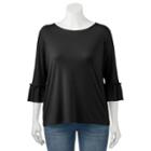 Juniors' Plus Size So&reg; Solid Bell Sleeve Tee, Teens, Size: 1xl, Black