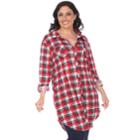 Plus Size White Mark Plaid Flannel Tunic, Women's, Size: 2xl, Red