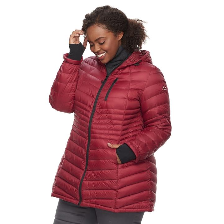 Plus Size Halitech Lightweight Packable Puffer Coat With Hood, Women's, Size: 2xl, Red