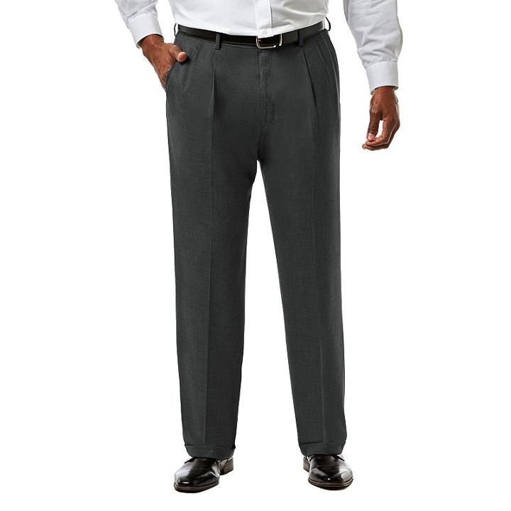 Big & Tall J.m. Haggar Premium Classic-fit Sharkskin Stretch Pleated Suit Pants, Men's, Size: 56x32, Dark Grey