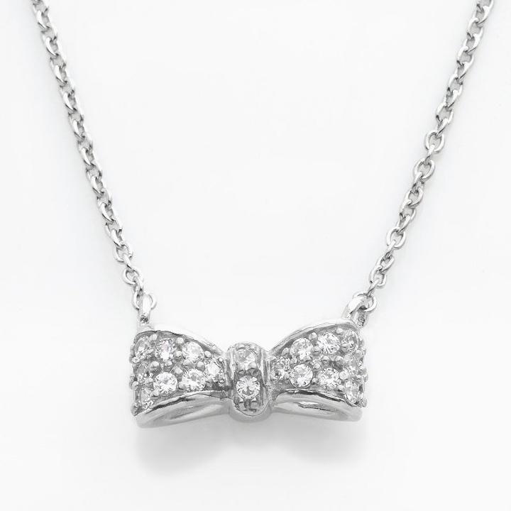 Sophie Miller Sterling Silver Cubic Zirconia Bow Necklace, Women's, Size: 18, White