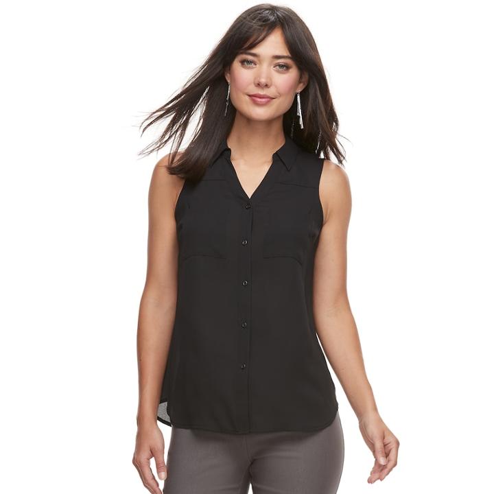 Women's Apt. 9&reg; Sleeveless Blouse, Size: Medium, Black