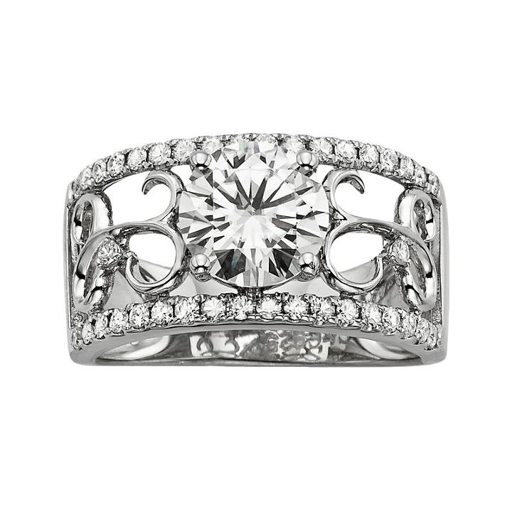 Forever Brilliant Round-cut Lab-created Moissanite Engagement Ring In 14k White Gold (2 1/4 Ct. T.w.), Women's, Size: 8
