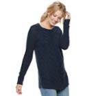 Women's Sonoma Goods For Life&trade; Lattice Cable-knit Crewneck Sweater, Size: Xl, Dark Blue