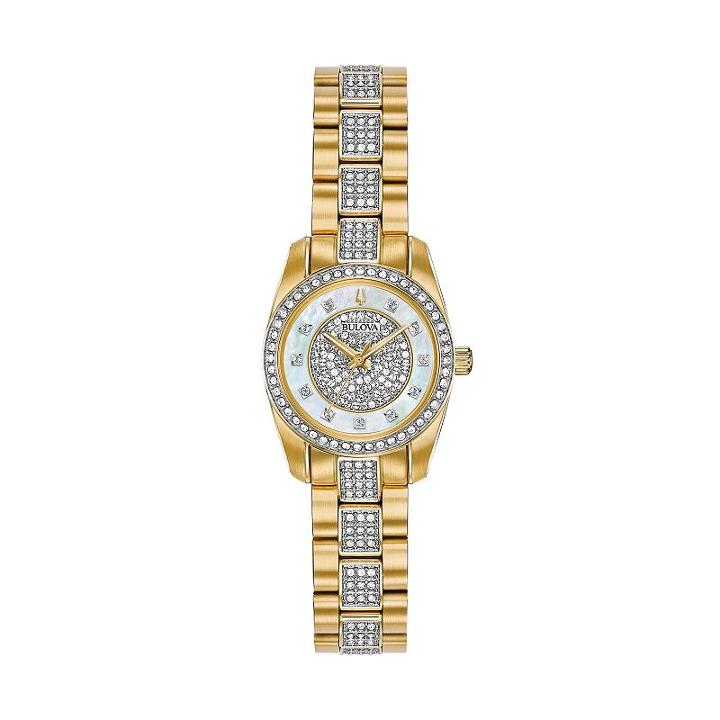 Bulova Women's Crystal Pave Stainless Steel Watch - 98l241, Size: Small, Yellow