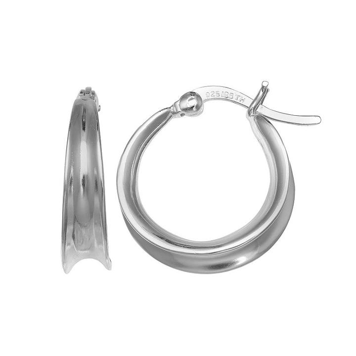 Primrose Sterling Silver Concave Hoop Earrings, Women's, Grey