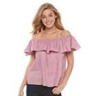 Women's Harve Benard Linen Off-the-shoulder Top, Size: Small, Light Pink