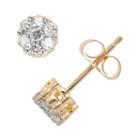 10k Gold 1/4 Carat T.w. Diamond Cluster Stud Earrings, Women's, White