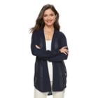 Women's Croft & Barrow&reg; Pointelle Cardigan, Size: Medium, Blue (navy)