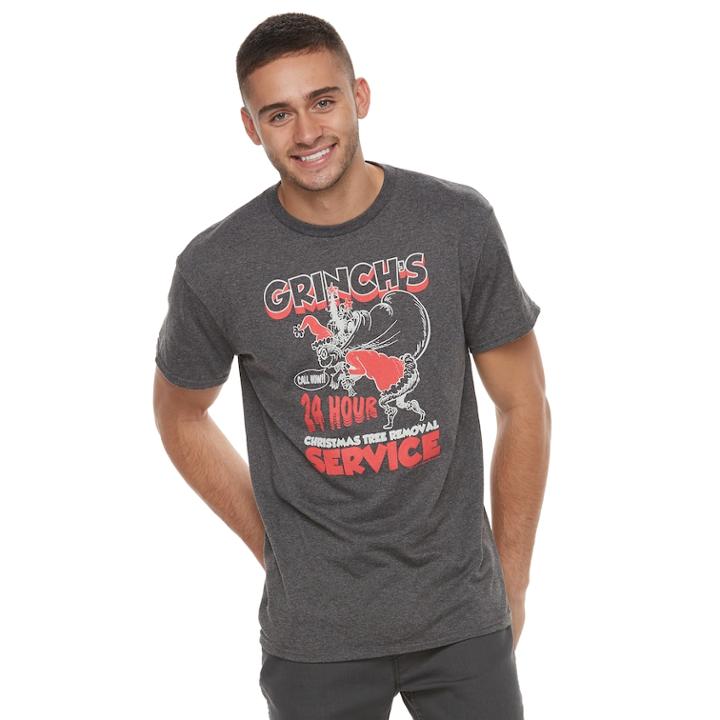 Men's Grinch Tee, Size: Medium, Dark Grey