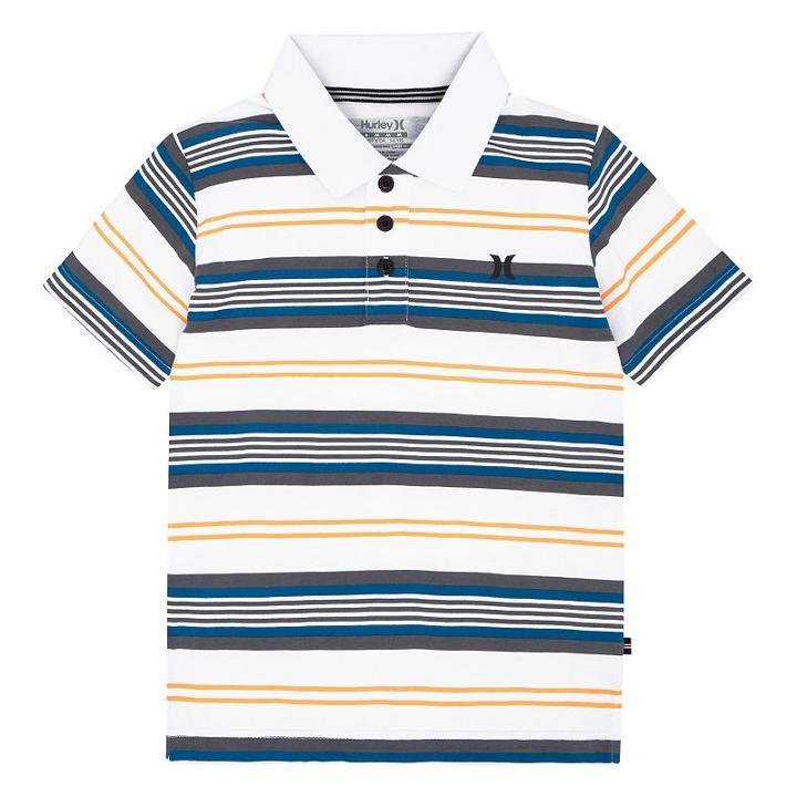 Boys 4-7 Hurley Striped Logo Polo, Size: 5, White