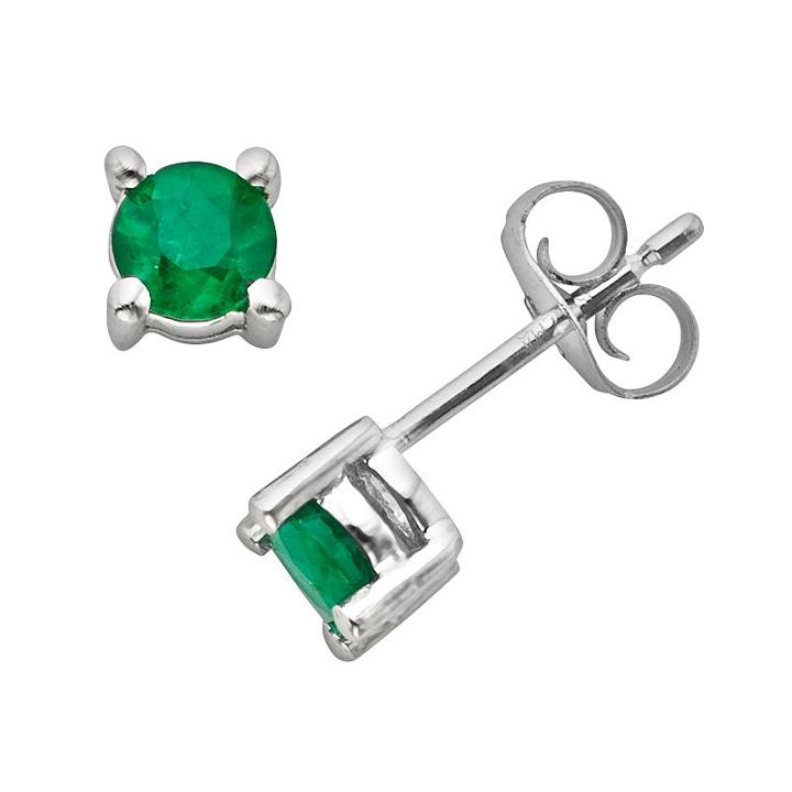 The Regal Collection 14k White Gold Genuine Emerald Stud Earrings, Women's, Green