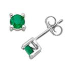 The Regal Collection 14k White Gold Genuine Emerald Stud Earrings, Women's, Green