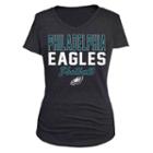 Women's 5th & Ocean Philadelphia Eagles Triblend V-neck Tee, Size: Small, Black