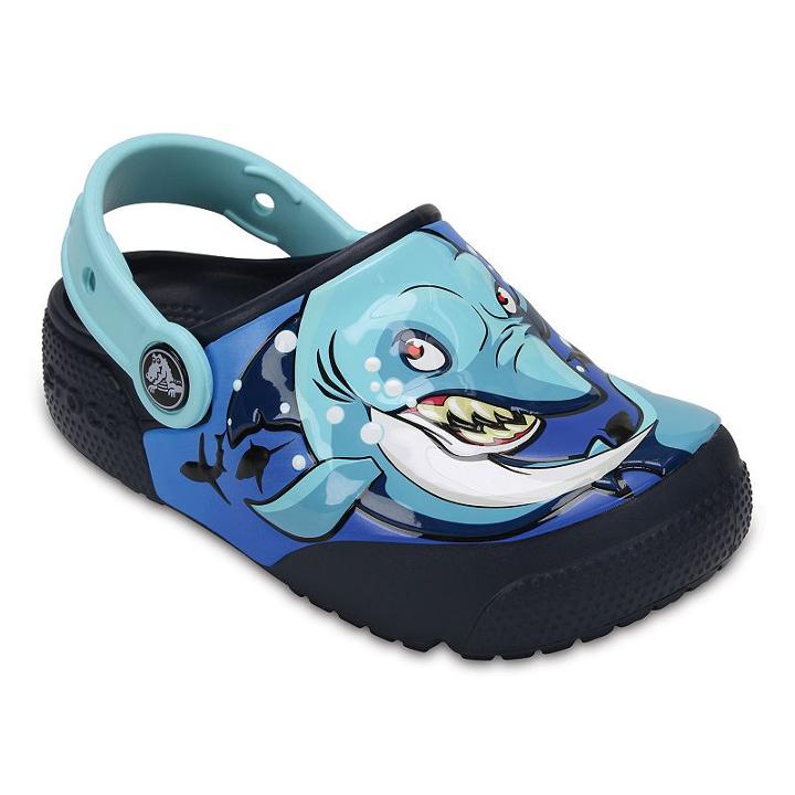 Crocs Crocs Fun Lab Shark Kids' Light-up Clogs, Boy's, Size: 2, Beige Over