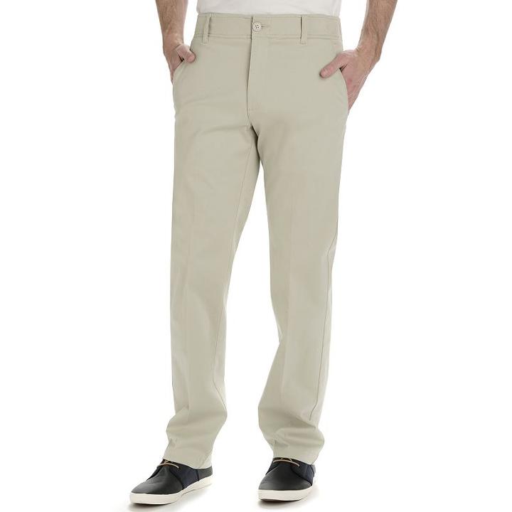 Men's Lee Performance Series Xtreme Comfort Khaki Straight-fit Flat-front Pants, Size: 38x29, Med Grey