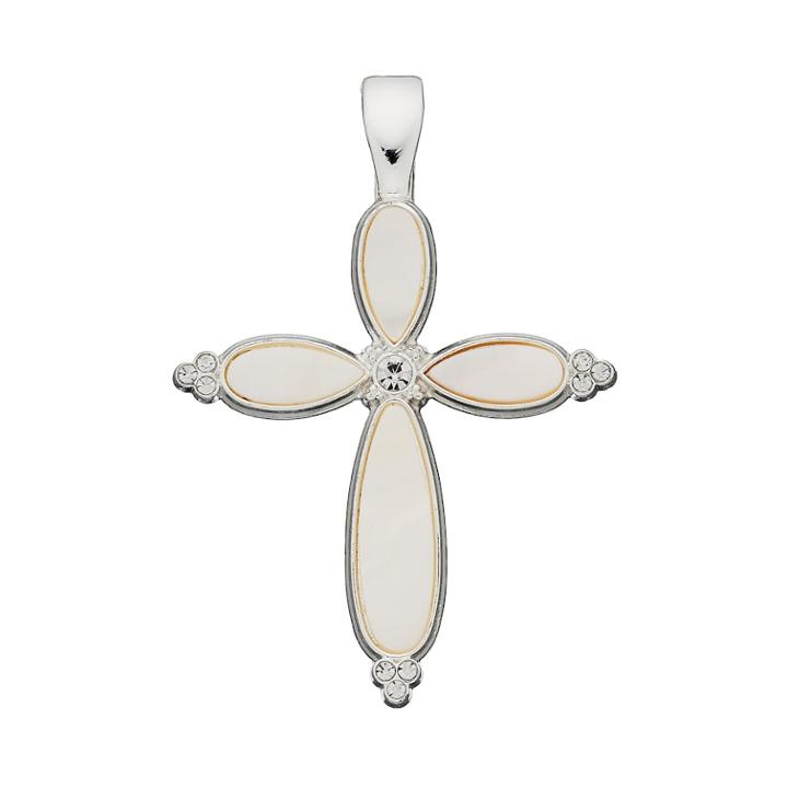 Wearable Art Simulated Mother-of-pearl Cross Pendant, Women's, White