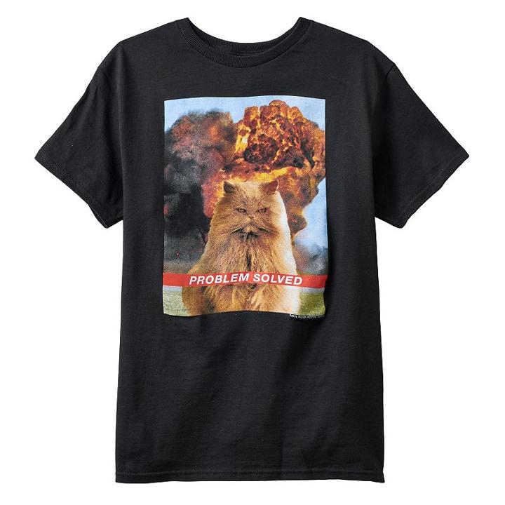 Boys 8-20 Problem Solved Cat Tee, Boy's, Size: Xl, Black