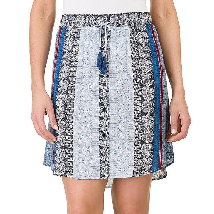 Women's Haggar Print Pull-on Skirt, Size: Small, Med Blue