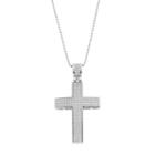 Men's Cubic Zirconia Stainless Steel Cross Pendant Necklace, Size: 24, White