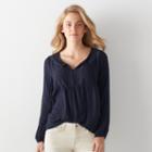 Women's Sonoma Goods For Life&trade; Embroidered Peasant Top, Size: Xl, Dark Blue