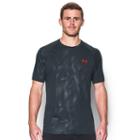 Men's Under Armour Tech Patterned Running Shirt, Size: Large, Grey (charcoal)