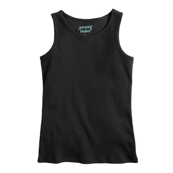 Girls 4-10 Jumping Beans&reg; Basic Solid Ribbed Tank Top, Size: 6, Black