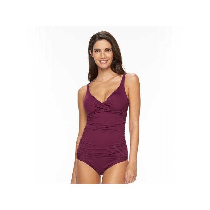 Women's Apt. 9&reg; Twist-front Tankini Top, Size: Medium, Dark Red