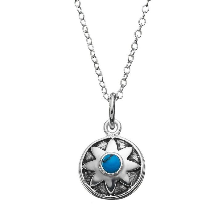 Simulated Turquoise Sterling Silver Flower Pendant Necklace, Women's, Size: 18, Turq/aqua