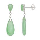 Sterling Silver Jade Teardrop Earrings, Women's, Green