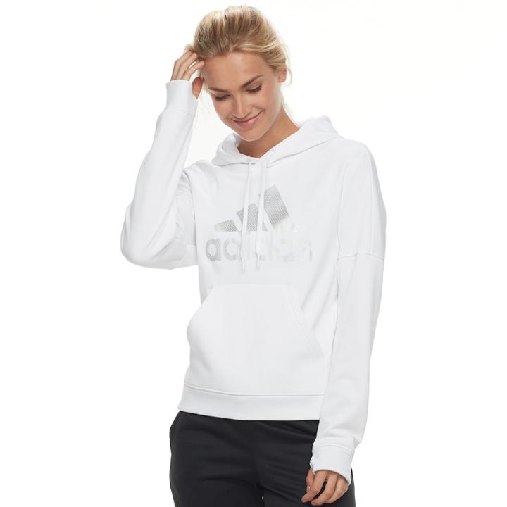 Women's Adidas Pullover Running Hoodie, Size: Small, White