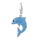 Sterling Silver Crystal Dolphin Charm, Women's, Blue