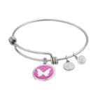 Love This Life Crystal Butterfly Charm Bangle Bracelet, Women's, Pink