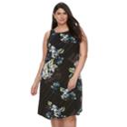 Plus Size Apt. 9&reg; Printed A-line Dress, Women's, Size: 2xl, Dark Blue
