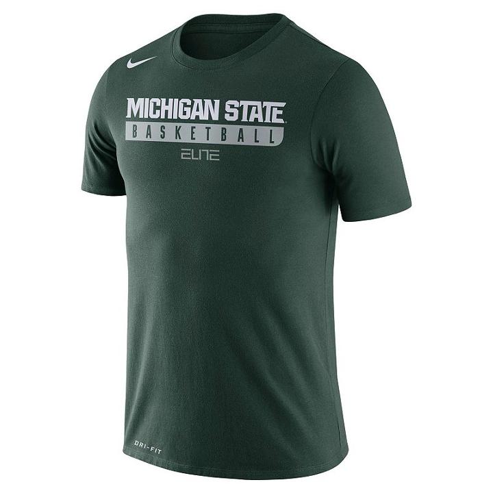 Nike, Men's Michigan State Spartans Basketball Practice Dri-fit Tee, Size: Medium, Green