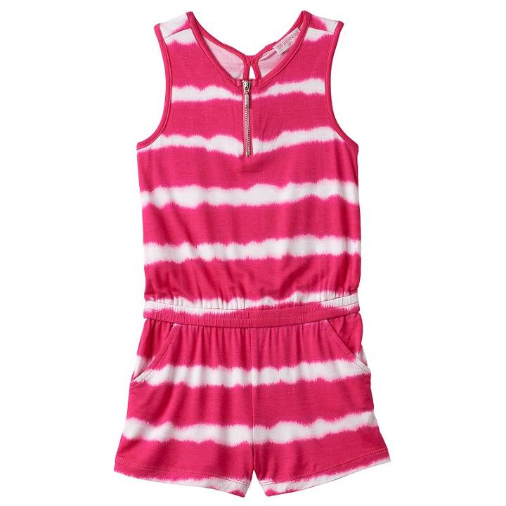 Girls 4-6x Design 365 Tie-dye Striped Romper, Girl's, Size: 6, Brt Pink