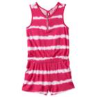 Girls 4-6x Design 365 Tie-dye Striped Romper, Girl's, Size: 6, Brt Pink